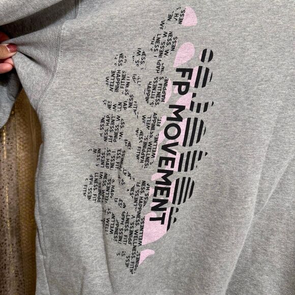 Free People Movement All Star Buti Oversize Graphic Sweatshirt Gray Large - Picture 3 of 13